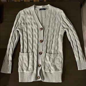 Zesica Sage Green Cable Knit Cardigan